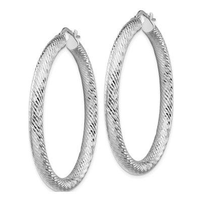 14K White Gold 47mm Diamond-Cut Round Hoop Earrings – view 3