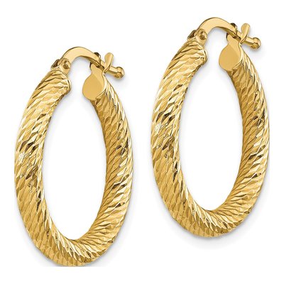 14K Yellow Gold 22mm Diamond-Cut Hoop Earrings – view 3
