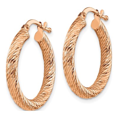 14K Rose Gold 22mm Diamond-Cut Hoop Earrings – view 3