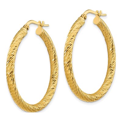 14K Yellow Gold 32mm Diamond-Cut Hoop Earrings – view 3