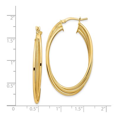 14K Yellow Gold Twisted Oval Hoop Earrings – view 5