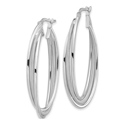 14K White Gold Twisted Oval Hoop Earrings, 43.5mm – view 3