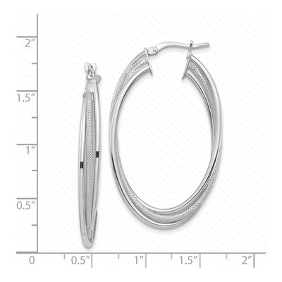 14K White Gold Twisted Oval Hoop Earrings, 43.5mm – view 5