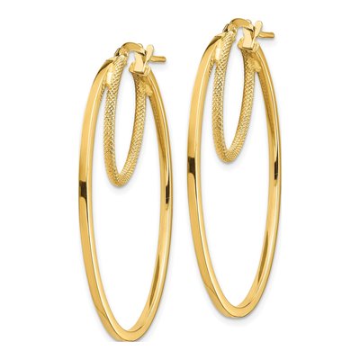 14K Yellow Gold 41mm Double Oval Hoop Earrings – view 3