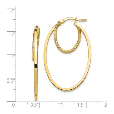 14K Yellow Gold 41mm Double Oval Hoop Earrings – view 5