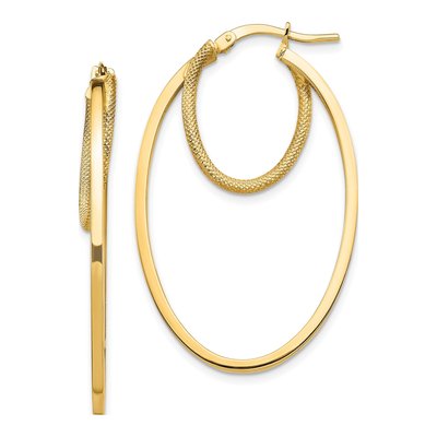 14K Yellow Gold 41mm Double Oval Hoop Earrings