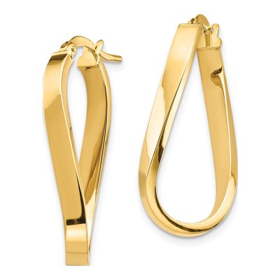 14K Yellow Gold 29mm Wavy Hoop Earrings – view 3