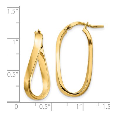 14K Yellow Gold 29mm Wavy Hoop Earrings – view 5