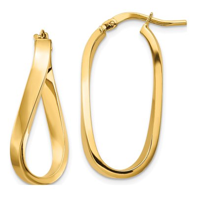 14K Yellow Gold 29mm Wavy Hoop Earrings