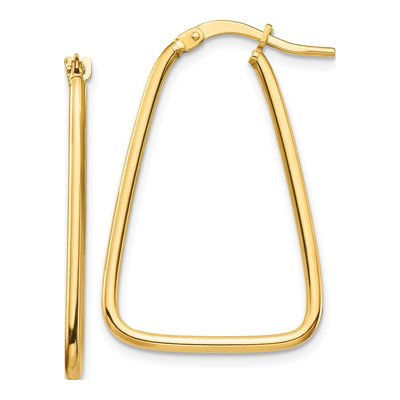 14K Yellow Gold Triangle Hoop Earrings