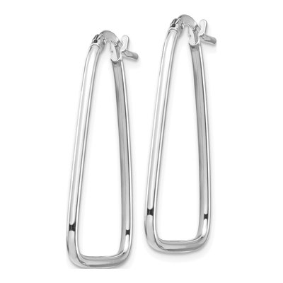 14K White Gold Triangle Hoop Earrings – view 3