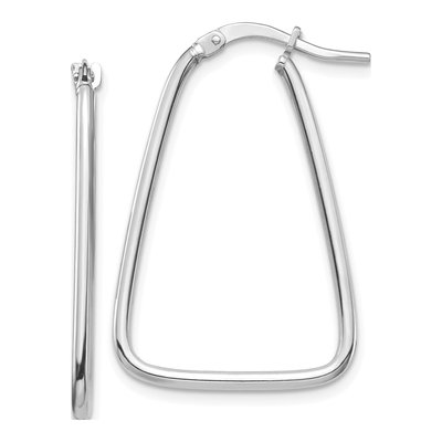 14K White Gold Triangle Hoop Earrings