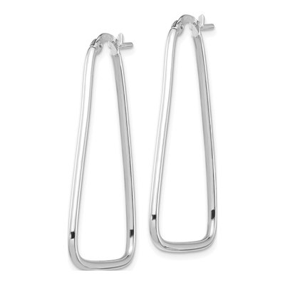 14K White Gold Triangle Hoop Earrings – view 3