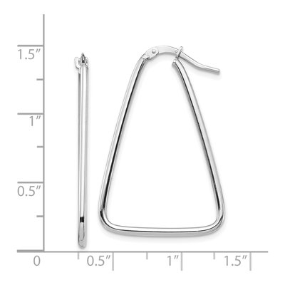 14K White Gold Triangle Hoop Earrings – view 5