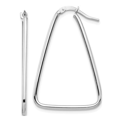 14K White Gold Triangle Hoop Earrings