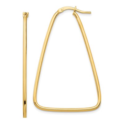 14K Yellow Gold Triangle Hoop Earrings
