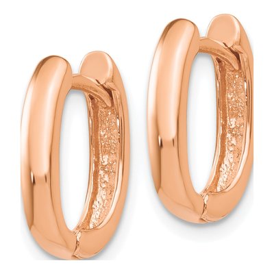 14K Rose Gold Oval Huggie Hoop Earrings – view 3