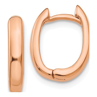 14K Rose Gold Oval Huggie Hoop Earrings
