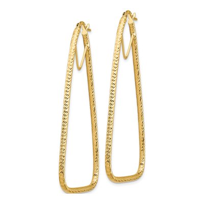 14K Yellow Gold Diamond-Cut Double Hoop Earrings – view 3