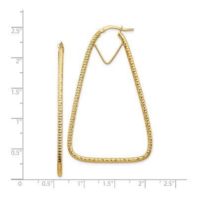 14K Yellow Gold Diamond-Cut Double Hoop Earrings – view 5