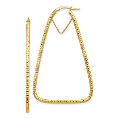 14K Yellow Gold Diamond-Cut Double Hoop Earrings