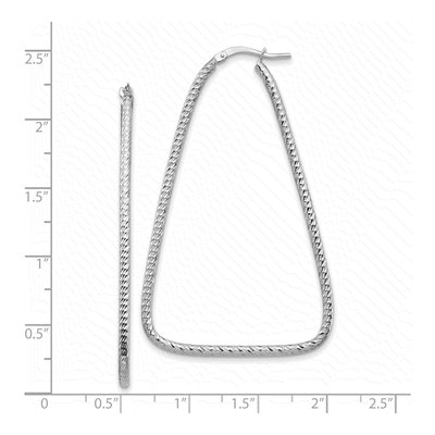 14K White Gold Diamond-Cut Double Triangle Hoop Earrings – view 4