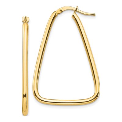 14K Yellow Gold Triangle Hoop Earrings