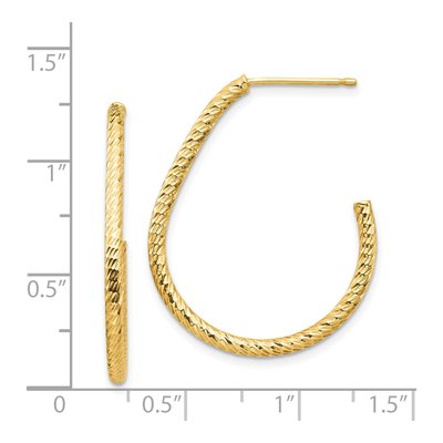 14K Yellow Gold Diamond-Cut Hoop Earrings – view 5