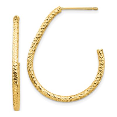 14K Yellow Gold Diamond-Cut Hoop Earrings