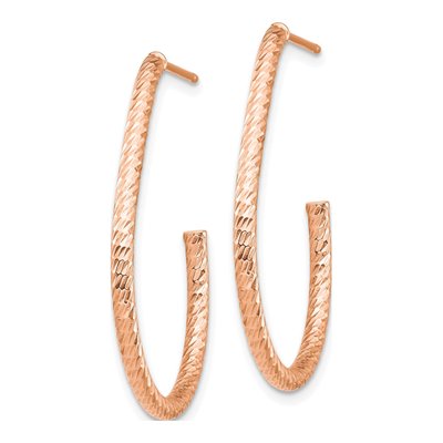 14K Rose Gold Diamond-Cut J- Hoop Earrings – view 3