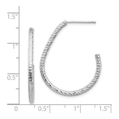 14K White Gold Diamond-Cut Hoop Earrings – view 5