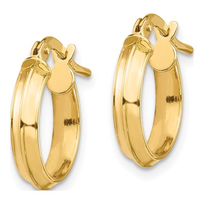 14K Yellow Gold 14mm Knife-Edge Tube Hoop Earrings – view 2