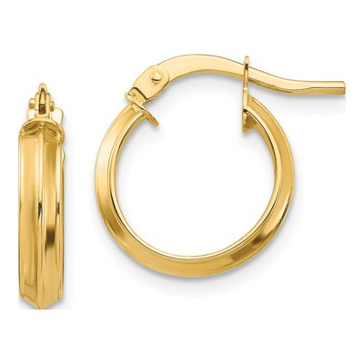 14K Yellow Gold 14mm Knife-Edge Tube Hoop Earrings