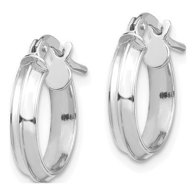 14K White Gold 14mm Knife-Edge Tube Hoop Earrings – view 3