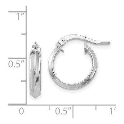 14K White Gold 14mm Knife-Edge Tube Hoop Earrings – view 5