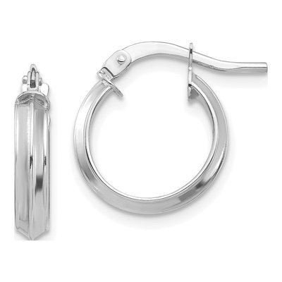 14K White Gold 14mm Knife-Edge Tube Hoop Earrings
