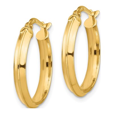 14K Yellow Gold 24mm Knife-Edge Tube Hoop Earrings – view 3