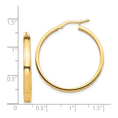14K Yellow Gold 32mm Square Tube Hoop Earrings – view 5