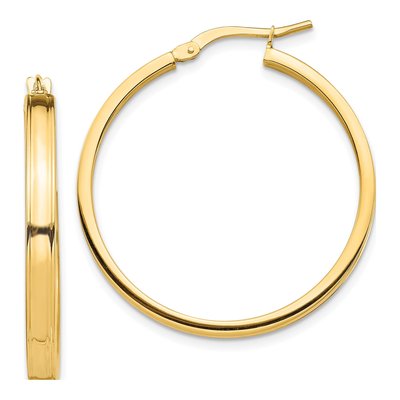 14K Yellow Gold 32mm Square Tube Hoop Earrings