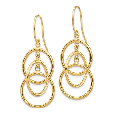 14K Yellow Gold Intertwined Circles Dangle Earrings – view 3