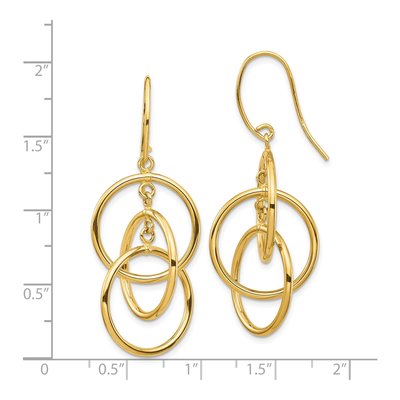 14K Yellow Gold Intertwined Circles Dangle Earrings – view 5