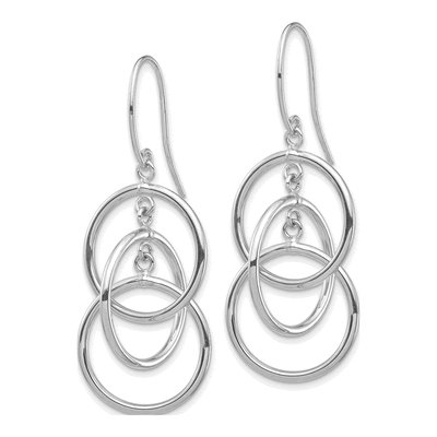 14K White Gold Intertwined Circles Dangle Earrings – view 3