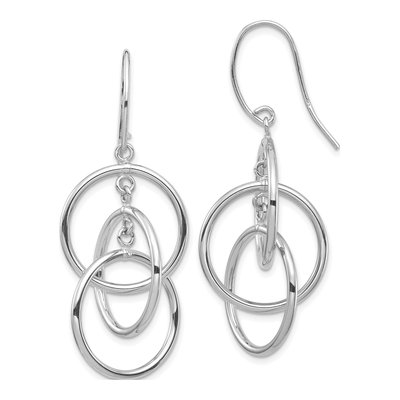 14K White Gold Intertwined Circles Dangle Earrings