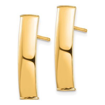 14K Yellow Gold Curved Bar Dangle Earrings – view 3