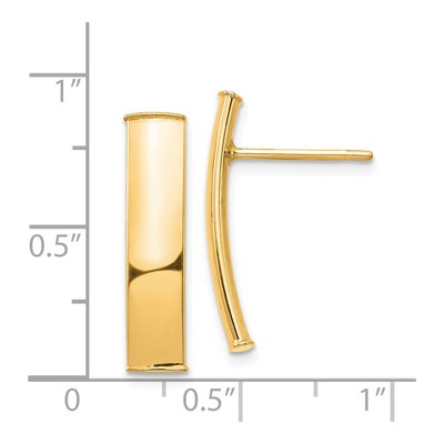 14K Yellow Gold Curved Bar Dangle Earrings – view 5