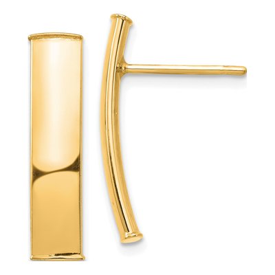 14K Yellow Gold Curved Bar Dangle Earrings