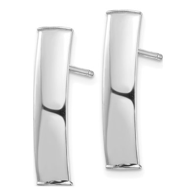 14K White Gold Curved Bar Dangle Earrings – view 3