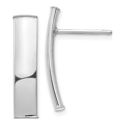 14K White Gold Curved Bar Dangle Earrings