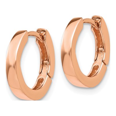 14K Rose Gold 14mm Huggie Hoop Earrings – view 3