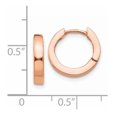 14K Rose Gold 14mm Huggie Hoop Earrings – view 5